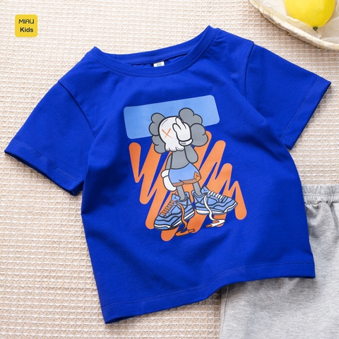 Đồ bộ bé trai in hình nhân vật Kaws ngộ nghĩnh đáng yêu, chất thun cotton mềm mát mịn cho bé mặc đi học đi chơi