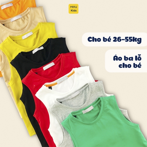Áo Ba Lỗ Cotton Trơn Size Đại Cho Bé Trai Thoáng Mát Hoạt Động Ngoài Trời