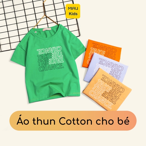 Áo Phông Bé Trai In Chữ Take The Chance thời trang cá tính, Chất Cotton Co Giãn Thoáng Mát Cho Bé mặc đi học đi chơi