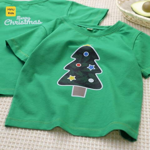 Áo thun Noel cho bé hoạ tiết hình cây thông noel đáng yêu chất thun cotton thoáng mát mềm mịn cho bé mặc đi chơi mùa giá