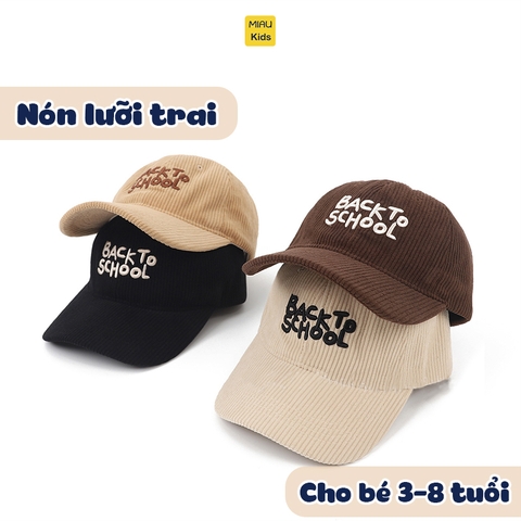 Nón lưỡi trai Chữ Back To SChool Đáng yêu cá tính cực dễ thương, chất vải mềm mại cho bé từ 3-8 tuổi đi học đi chơi