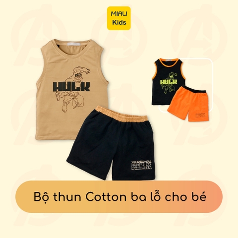 Ba Lỗ Bé Trai In Hình Nhân Vật Siêu Anh Hùng Siêu Nhân Hulk, Thun Cotton Mát Mịn Cho Bé Đến 55Kg Mặc Nhà Đi Học Đi Chơi