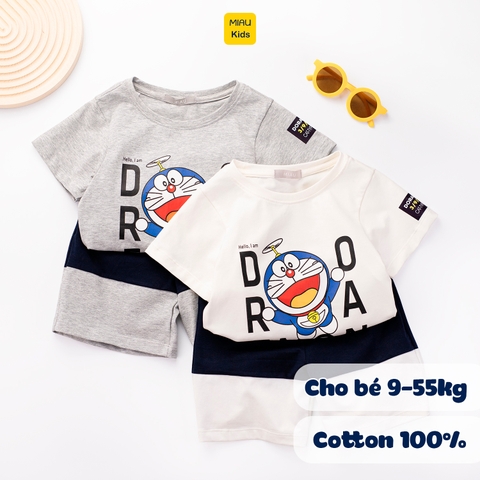 Đồ Bộ Bé Trai Doraemon Cotton Co Giãn Thoáng Mát Cộc Tay Thời Trang