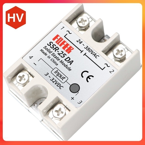 Relay rơ le điều khiển điện xoay chiều AC SSR 50DA kèm đế kẹp ray tủ điện điều khiển tấm gia nhiệt máy in 3D Voron 2.4