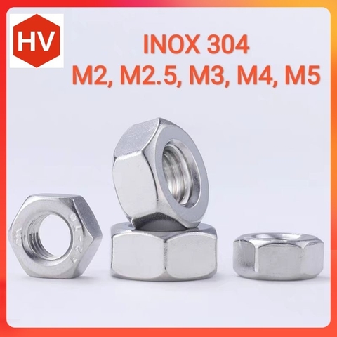 Đai ốc - Ê cu inox 304 M2, M2.5, M3, M4, M5, M6