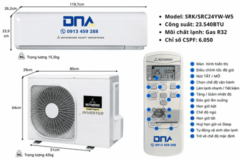 Điều hòa Mitsubishi 24000BTU: Diện tích phù hợp, model và giá bán