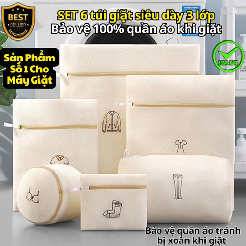 Bộ 6 Túi Giặt Quần Áo Cao Cấp – Lưới Giặt Bảo Vệ Quần Áo
