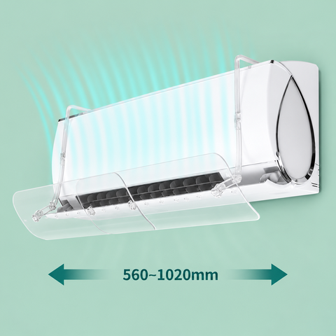 Tấm Chắn Gió Điều Hòa Treo Tường Trong Suốt – Co Giãn 560–1020mm