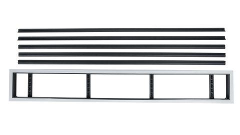 Cửa gió Slot khung viền 3 khe gió viền trắng đen, nhựa PVC màu trắng, 1 nan đen có thể điều chỉnh góc