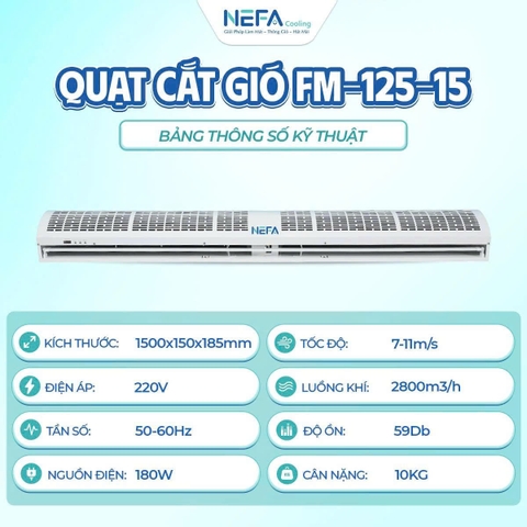 Quạt Cắt Gió Nefa FM-125-15 1.5m – Lưu Lượng Gió 2800m³/h
