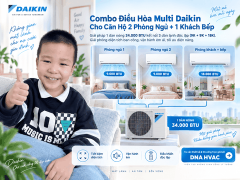 Combo Điều Hoà Multi DAIKIN Treo Tường Cho Căn Hộ 2 Ngủ + 1 Khách Bếp