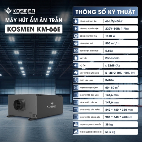 Máy hút ẩm âm trần Kosmen KM-66E