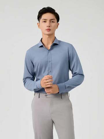 Sơ Mi Tay Dài Nam Bạc Hà Cổ Ngang