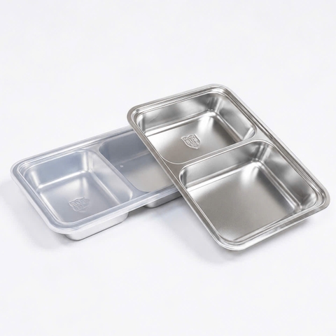 Khay Cơm Phần 2 Ngăn Sâu Inox 304 Cao Cấp - Hàng Việt Nam Sản Xuất