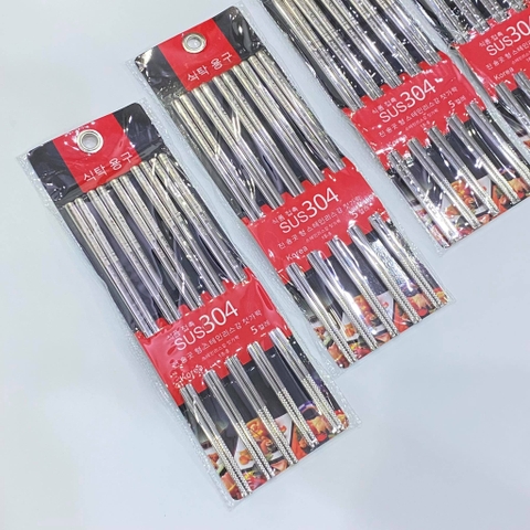 Đũa Inox 304 Hàn Quốc Set 5 Đôi - Hàng Cao Cấp