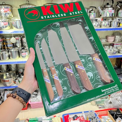 Bộ Dao 5 Món Cán Gỗ Kiwi Cao Cấp - Hàng Nhập Khẩu Thái Lan