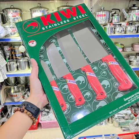 Bộ Dao 4 Món Cán Nhựa Đỏ Kiwi Cao Cấp - Hàng Nhập Khẩu Thái Lan