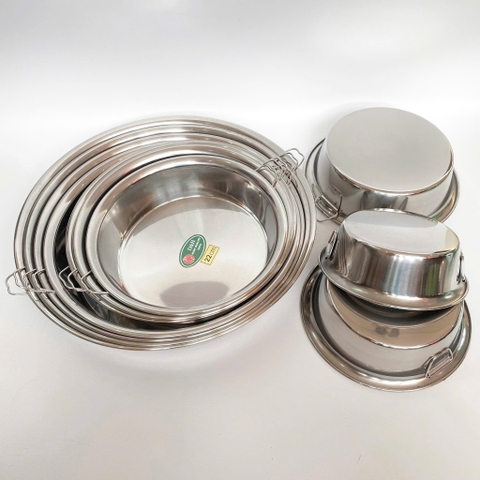 Khay Tròn Inox Nhiều Size - Khay Bơ Inox Nhiều Size - Hàng Việt Nam Sản Xuất