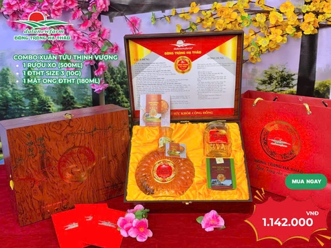Combo hộp giấy đỏ (1 rượu XO + 1ĐTHT sấy khô size 3 5g + 1ĐTHT mật ong 80ml)