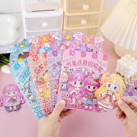 Bộ đồ chơi thay váy công chúa nam châm, tranh nam châm thay trang phục công chúa, sticker nam châm thay váy công chúa