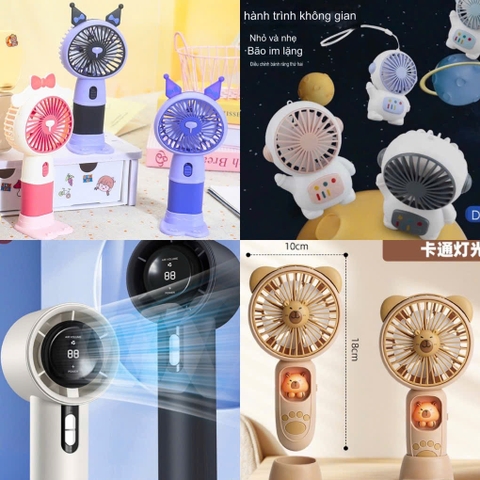 Quạt cầm tay mini capybara, kuromi, quạt sạc công nghệ cao turbo màn led, Quạt quạt tích điện để bàn nhỏ gọn