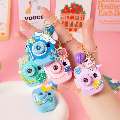 Móc khóa máy ảnh đồ chơi mini, chiếu hình các nhân vật hoạt hình sanrio, capybara, đồ chơi máy ảnh chiếu hình cute