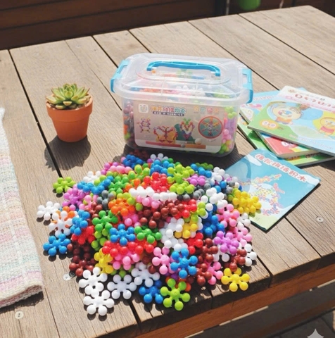 Bộ xếp hình hình hoa mai 3D 200, 400 chi tiết, mô hình lắp ráp hoa mai 3D xoay chiều tặng kèm hướng dẫn lắp ráp