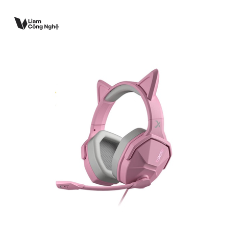 Tai Nghe XIBERIA V13U pink cat ear game headset wired 7.1 e-sports