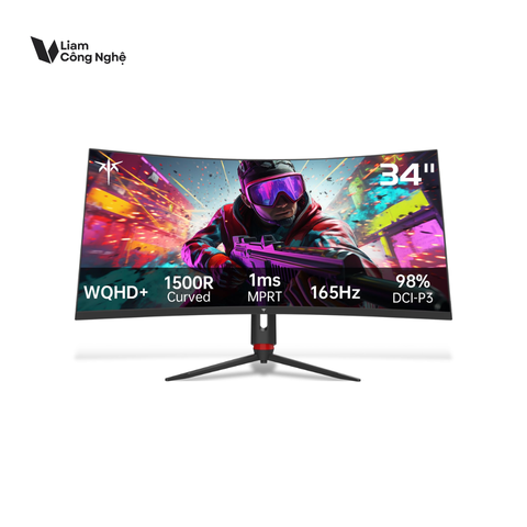 Màn hình gaming KTC H34S18S WQHD | 34 inch, 2K, VA, 165Hz, 1ms, cong, đen