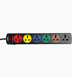 Lioa_ổ cắm 6DND dây 5mx3 10A, có bảo vệ CB 6DND5.3.10