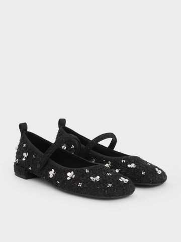 Bunny Tweed Mary Jane Flats