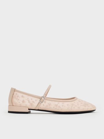 Gertrude Mesh Embroidered Floral Mary Janes