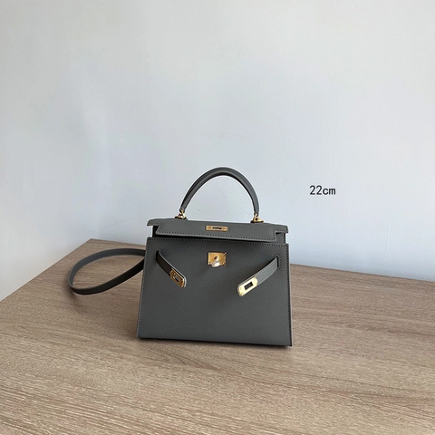 Túi Hermes Kelly Remake Hàn Da Bò Togo Màu Xám