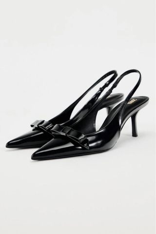 BOW TRIM SATIN EFFECT HEELED SHOE
