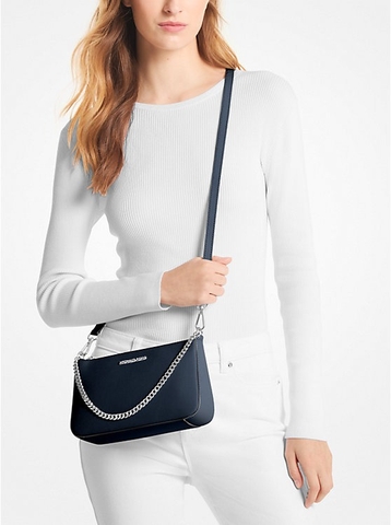 Túi đeo chéo da Saffiano cỡ trung Jet Set