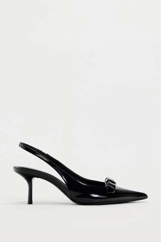 BOW TRIM SATIN EFFECT HEELED SHOE