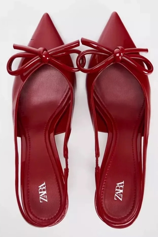 PATENT BOW HEEL SHOES