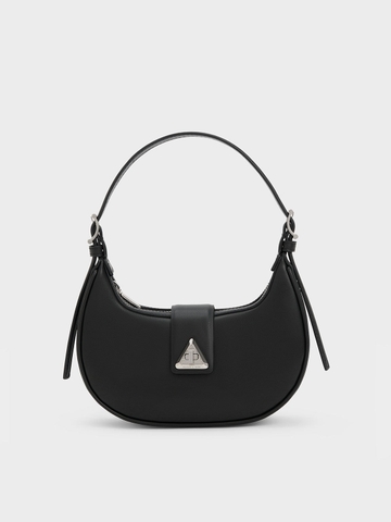 Trice Metallic Accent Belted Curved Shoulder Bag