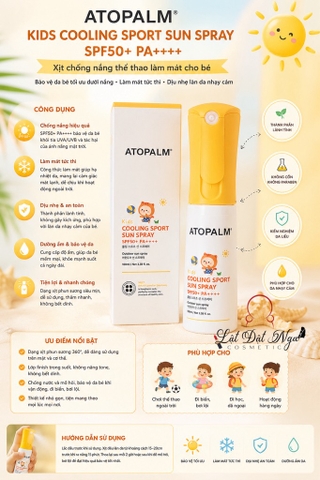Xịt Chống Nắng Cho Bé ATOPALM Cooling Sport Sun Spray SPF50+ PA++++ 100ml