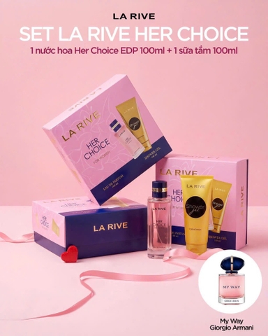 Set Nước Hoa La Rive Her Choice For Women ( Nước Hoa 100ml EDP + Sữa Tắm 100ml )