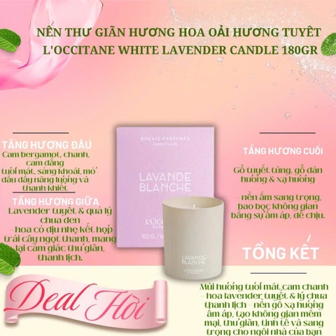 Nến Thơm L'Occitane White Lavender Blanche Candle 180g