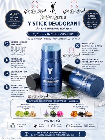 Lăn Khử Mùi Nước Hoa Nam YSL Y Stick Deodorant 75ML - Phong Độ, Lôi Cuốn