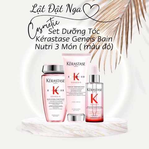 Sét Dưỡng Tóc Kerastase Geneis Bain Nutri 3 Món ( màu đỏ)