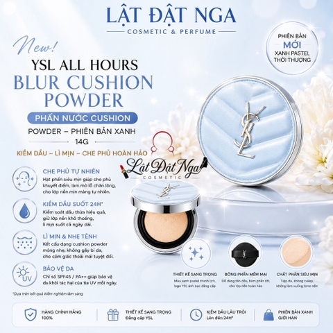 Phấn Nước YSL All Hours Blur Cushion Powder 14g ( Xanh )