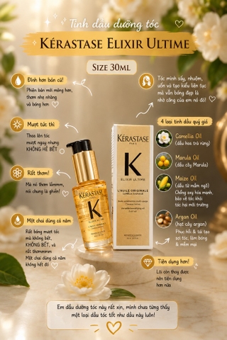 New - Dầu Dưỡng Tóc KERASTASE Elixr Ultime L’Huile Originale 75ml
