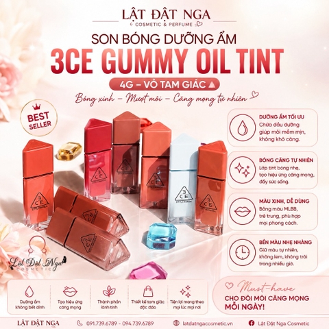 Son Bóng Dưỡng Ẩm 3CE Gummy Oil Tint 4g ( vỏ tam giác )