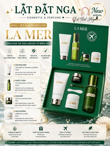 wed - Sét Kem Dưỡng LA MER 4 Món : Sữa rửa mặt 125ml - Nước thần 150ml - Kem mắt 15ml - Kem dưỡng 60ml