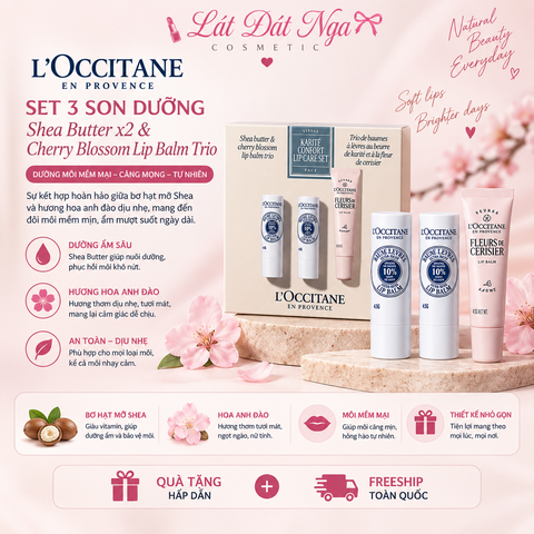 Sét 3 Son Dưỡng Shea Butter x2 & Cherry Blossom Lip Balm Trio