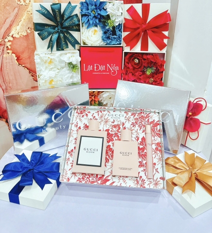 WEB - Sét Quà : Nước Hoa Nữ Gucci Bloom 3pcs ( EDP 100ml + 7.4ml + Lotion Dưỡng Da 100ml)