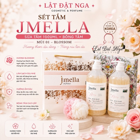Sét Tắm Jmella Sữa Tắm 1000ML + Bông ( mùi 01 ) 10/2027